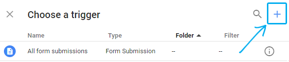 Plus button - create new trigger