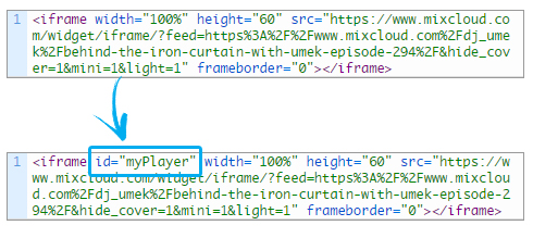 Mixcloud player id