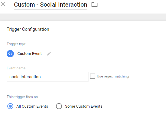 Social Interaction Custom Trigger in GTM