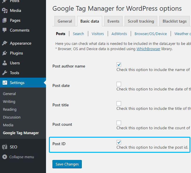 GTM plugin for WordPress