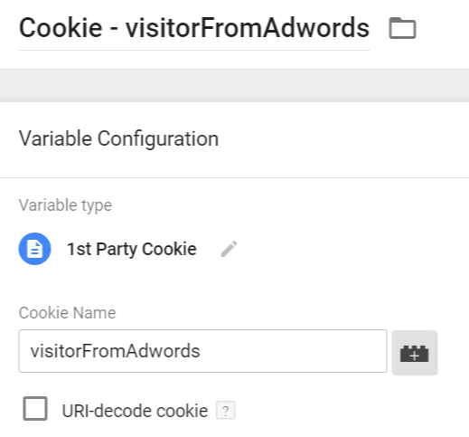 cookie variable - visitorFromAdwords
