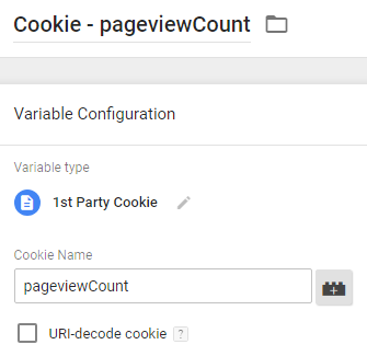 pageviewCount cookie variable in google tag manager