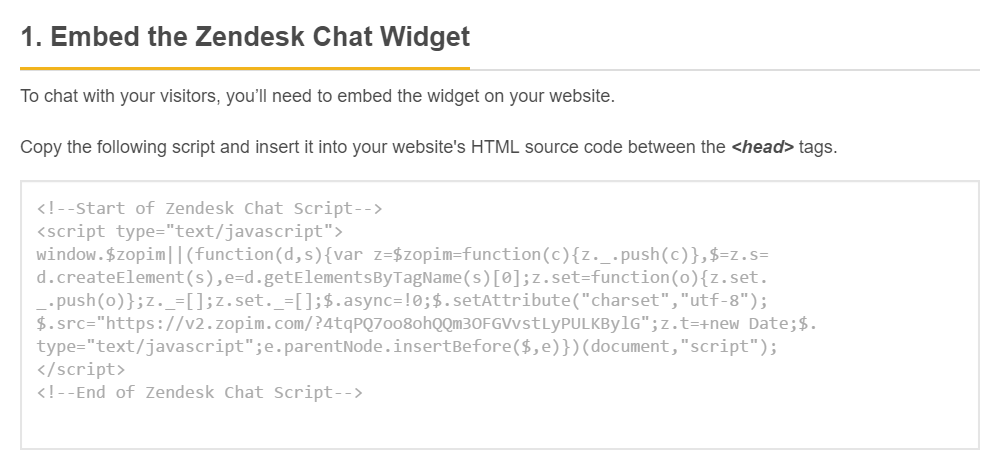 Zopim embed code