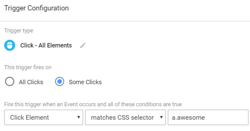 Matches CSS selector - Google Tag Manager