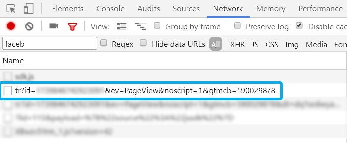 Facebook Pixel In Network Tab