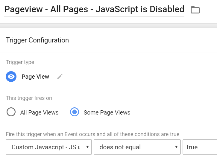 Pageview Tag - JavaScript is Disabled