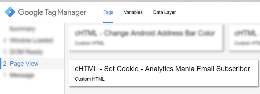 Custom HTML set cookie fired