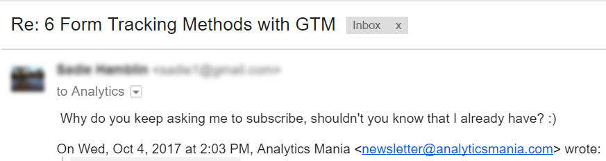 Email from my reader