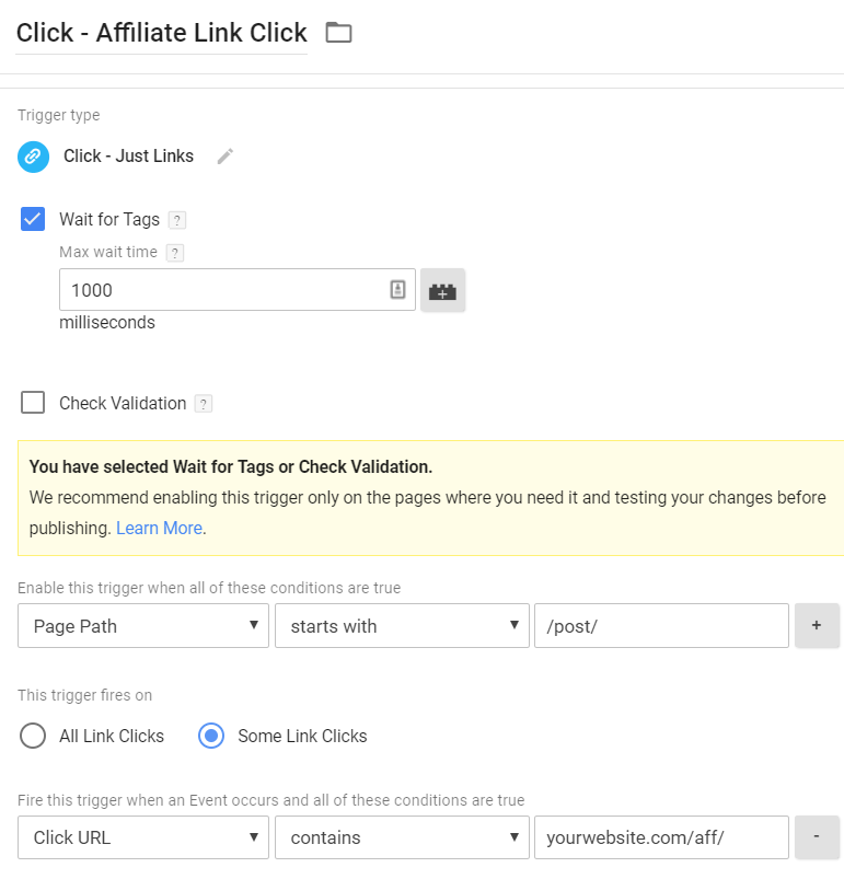 Click Trigger - Contains Rule