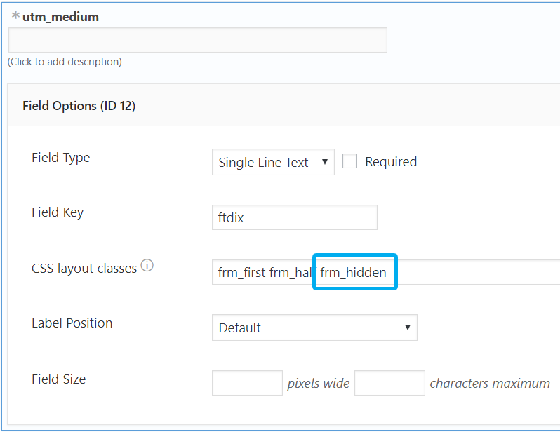 Additional class to hide the form field