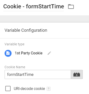 Cookie Variable - Form Start Time