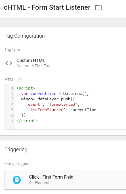 Custom HTML - Form Start Time