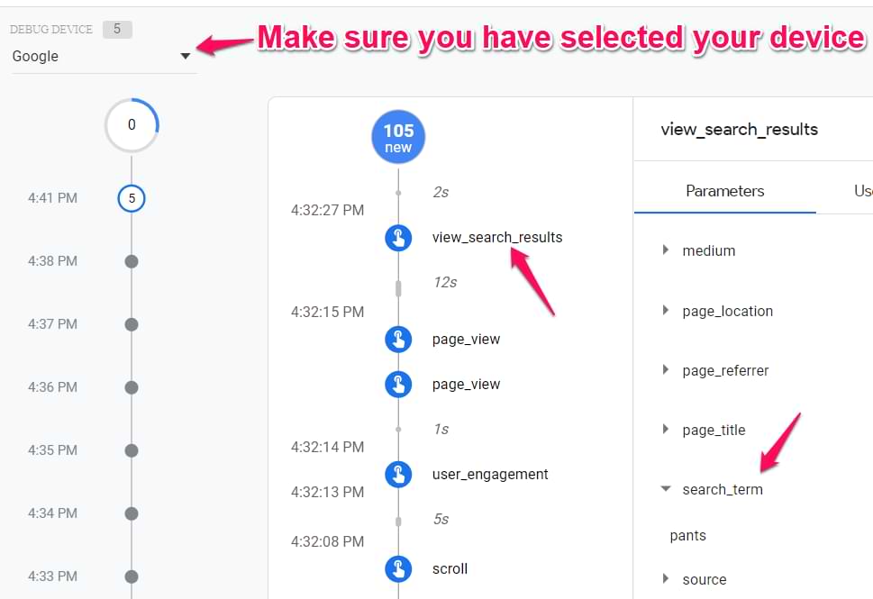 view_search_results event in google analytics 4