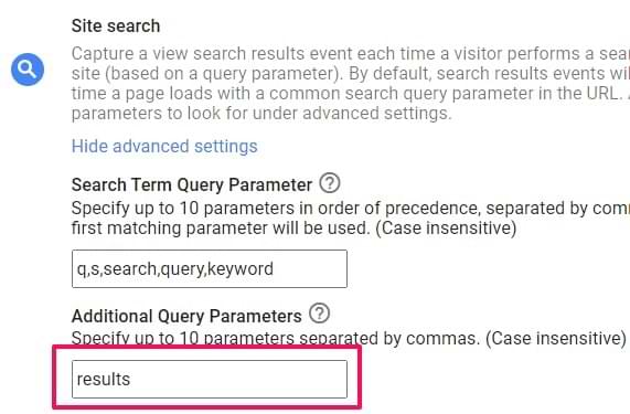 site search in enhanced measurement