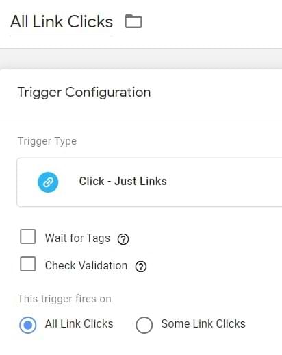 all link clicks trigger in google tag manager