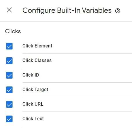 click variables in google tag manager