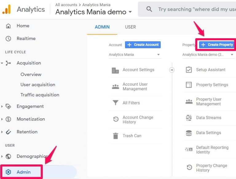 Google Analytics 4- Create Property