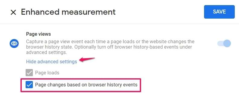 history events in enhanced measurement