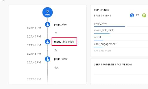 Event recorded in Google Analytics 4 DebugView