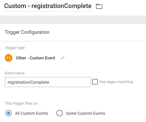 Custom Event trigger when registrationComplete datalayer code fires