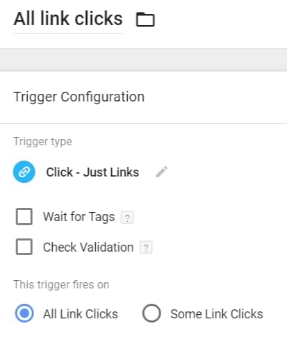 How to configure an All Link Clicks trigger