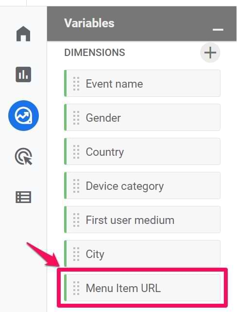 menu item url in ga4