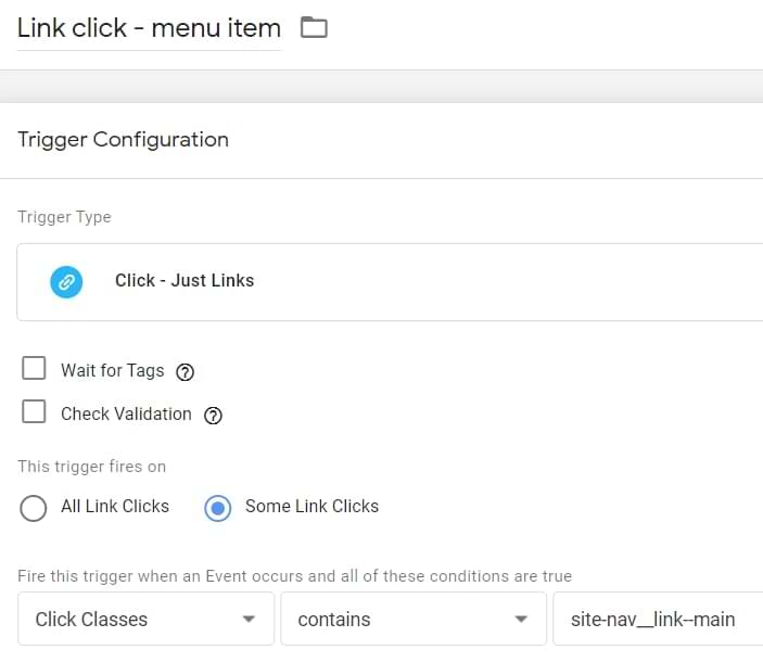 Creating a custom trigger for the menu link click