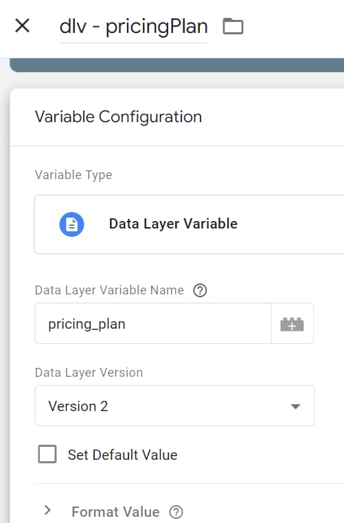 configuring variable in Google Tag Manager