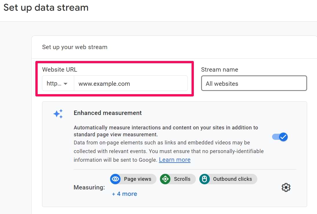 domain in data stream settings